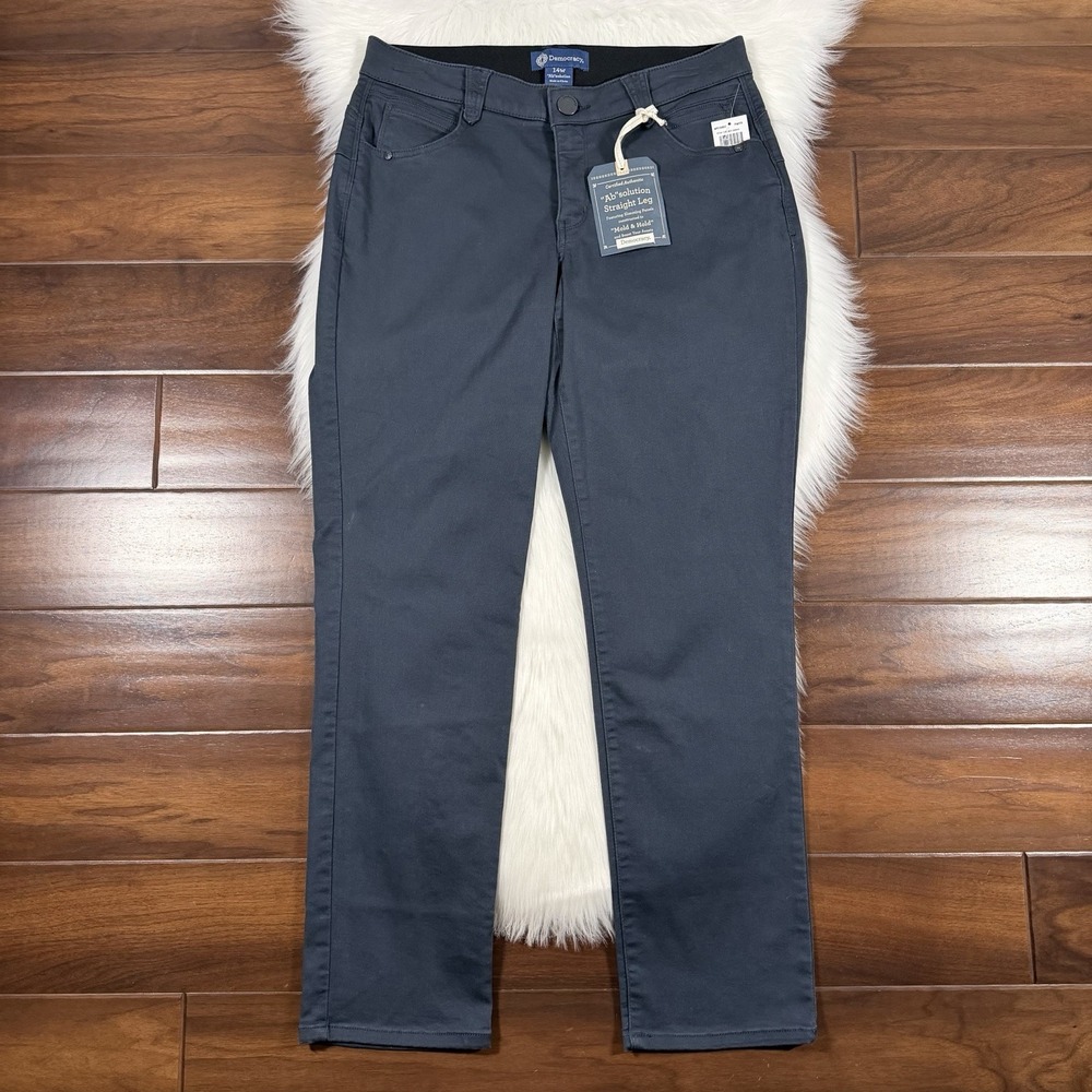 Democracy Women's Size 14 W Pewter Mid Rise Straight Leg Ab Solution Pant Jeans